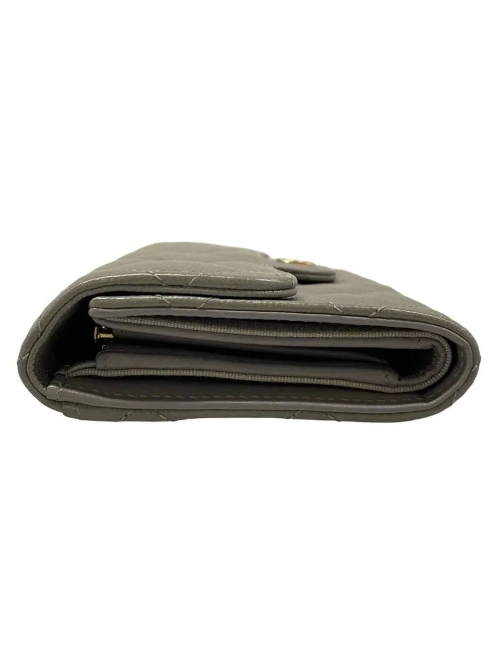 Chanel Trifold Wallet Quilted Gray Gold